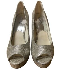 Women’s Michael Kors Sparkly Peep Toe Heels Size 10